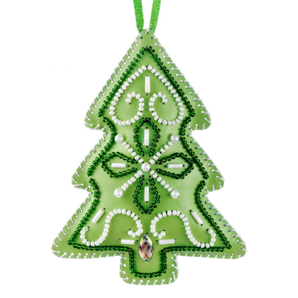 Bead embroidery kit on artificial leather Christmas Tree Ornament FLBB-130
