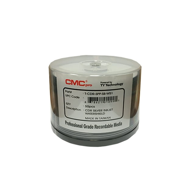 CMC PRO/TAIYO YUDEN CD-R 80MIN/700MB 48X Silver Hub Inkjet Printable WATERSHIELD 50pcs Cake Box