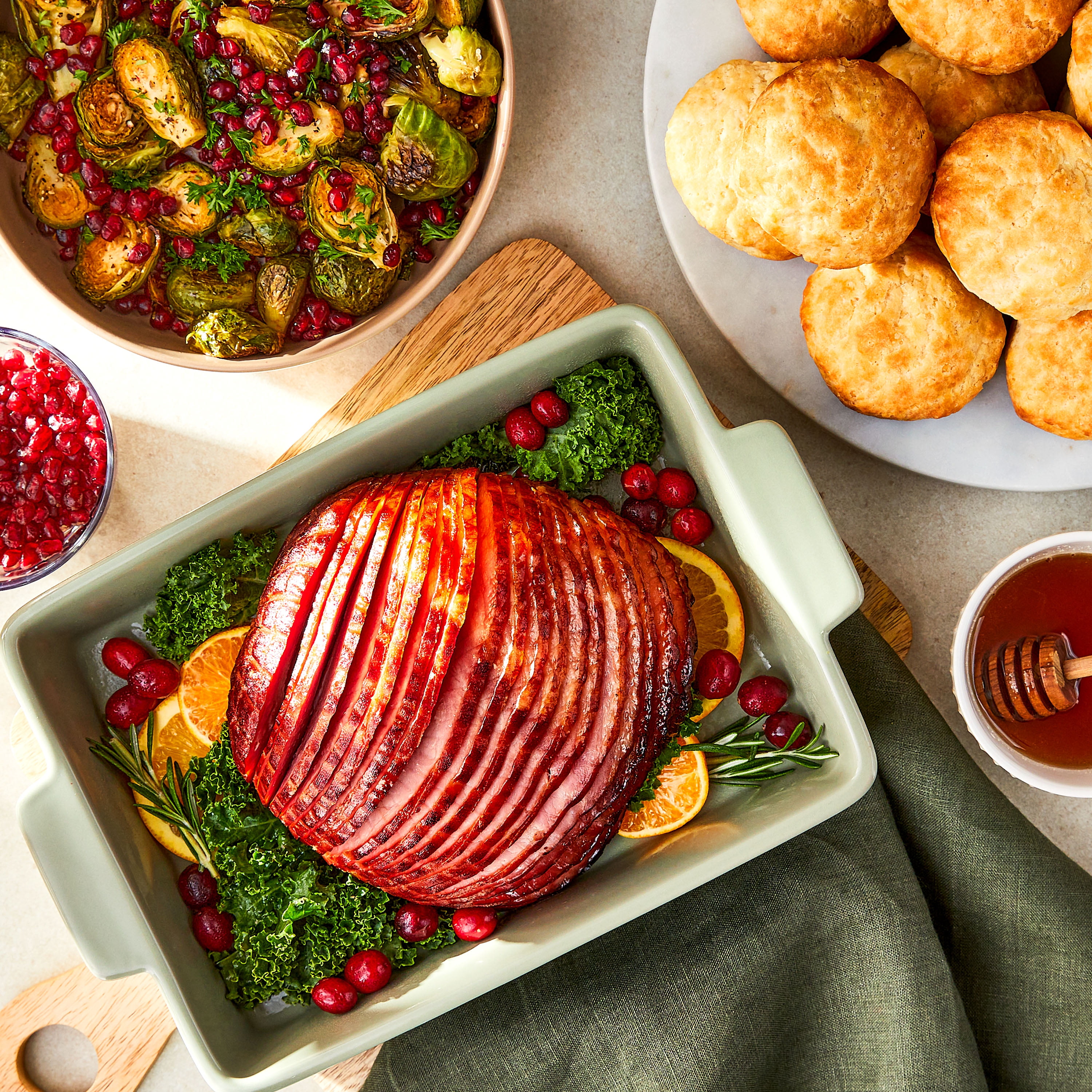 Marketside Natural Juice Boneless Spiral-Cut Brown Sugar Double Glazed Ham, Whole Muscle Cut, Pork, 3 - 4.8 lbs, 13g grams of protein per serving
