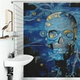 thumbnail image 4 of Skull in Blue Colors Shower Curtain for Bathroom Fabric Waterproof Shower Curtain with 12 Plastic Hooks for Home Hotel Bath Decor 72 X 72 Inches, 4 of 6