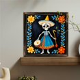 8x8 Inch Framed Wood Wall Art, Day of the Dead Skeleton Painting with ...