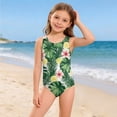 thumbnail image 5 of Grblisyd Girls Swimsuits Size 10-12 Tropical Athletic One Piece Swimsuit Racerback Crew Neck Bathing Suit, 5 of 6