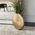 thumbnail image 4 of Maklaine Contemporary Aluminum Vase in Ribbed Metallic Gold Finish, 4 of 6