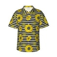 thumbnail image 2 of Xecao Sunflowers On Black And White Stripes print Hawaiian shirt - a stylish short-sleeve button-down for men, perfect for casual beach and tropical outings., 2 of 9