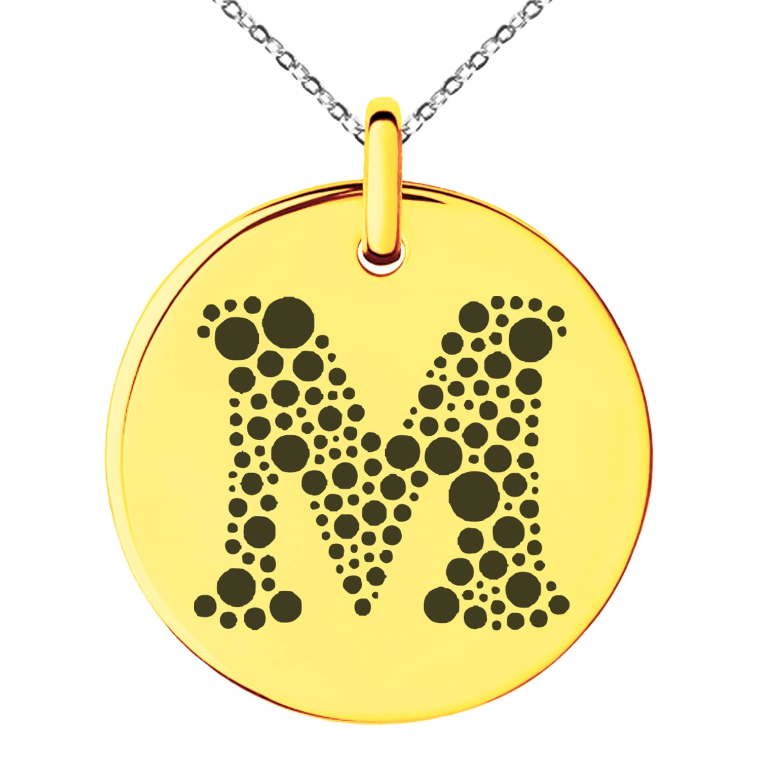 Stainless Steel Letter M Initial Dotted Monogram Engraved Small