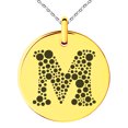 thumbnail image 1 of Stainless Steel Letter M Initial Dotted Monogram Engraved Small Medallion Circle Charm Pendant Necklace, 1 of 1