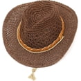 thumbnail image 4 of Straw Cowboy Hat Wide Brim Sun Hat Cowgirl Summer Panama Hat with Chin Strap Men Women KidTravel Outdoor Famliy Hat, 4 of 7