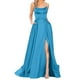 thumbnail image 1 of Vestidos de invitada de boda Prolriy para mujer 2024, elegantes vestidos largos sin espalda para mujer, de satén Crisn, con espagueti, para fiesta de graduación, con abertura lateral y bolsillos,, 1 of 6