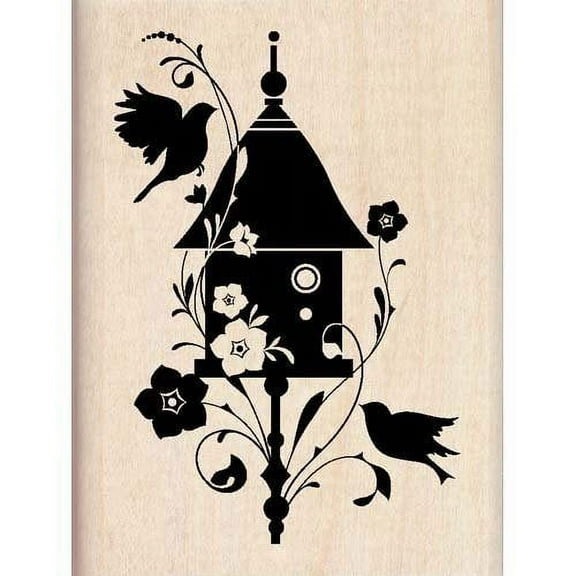 BIRDHOUSE FLOURISH Mounted Rubber Stamp InkaDinkaDo