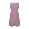thumbnail image 4 of Summer Dresses for Womens 2025 Plus Size Fashion Bohemia Casual Solid Color Pocket Short Sleeve Round-Neck Dress, 4 of 6
