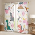 thumbnail image 2 of Feelyou Kawaii Dinosaur Kids Black Out Curtains, Cute Dino Animal Curtains Pack of 2 (42x63 Each), Cartoon Flower Floral Bedroom Curtains, Blackout Curtains Room Decor, 2 of 6