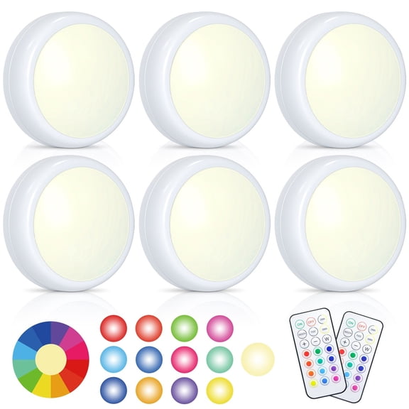 LED spotlight 6 pieces with 2 remote controls RGB design, multiple colors