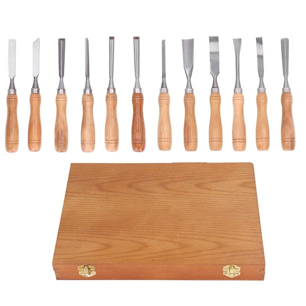 Herramientas de tallado de madera, juego de 12 cinceles con mango de madera para grabados, cortadores rotativos para manualidades DIY