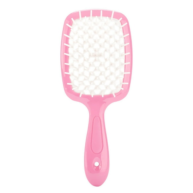 Peine de masaje hueco de malla dorada transparente con destellos para cabello sin nudos, peine de forma esponjosa de doble uso seco y húmedo