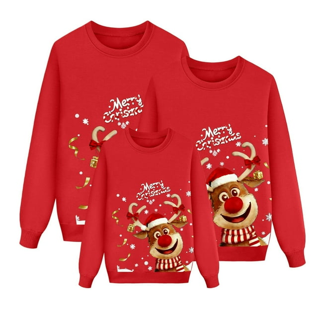 MIASHUI 2025 Pyjamas de Noël Assortis à Carreaux Pantalons pour Famille Ensemble Famille de Maman Chandail en Molleton Noël 26 Lettres Imprimées Col Rond Parent-Enfant Chandail en Molleton Hommes,TTG