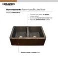 thumbnail image 2 of Houzer HW-COP12 34-1/4" x 21" overall Apron-Front Hand-Hammered Copper Antique Copper (AC) Apron Front Farmhouse Copper 50/50 Double Bowl Kitchen Sink, 2 of 3