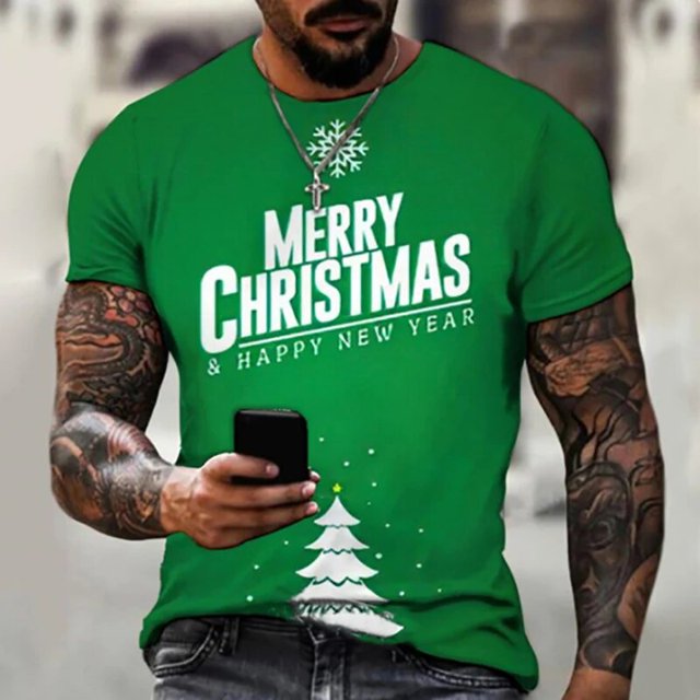 Camisetas de disfraz de Papá Noel con estampado 3D de árbol de Navidad y muñeco de nieve para hombre y mujer, ropa de calle con cuello redondo, camisetas Harajuku para niños
