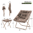 thumbnail image 2 of Magshion Set of 2 Folding Saucer Chair and Footrest Stool Set, Square Faux Fur Oversized Accent Chair, Metal Frame Moon Chair for Bedroom Living Room, Beige, 2 of 11