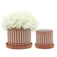 thumbnail image 7 of Flower Pots and Planters for Home Decor - Terracotta Ceramic Plant Pots with Stripe Design and Saucers for Indoor and Outdoor Use - Ideal for Garden, Patio, or Room Decor Set of 2 - 8", 6" Orange, 7 of 7