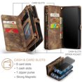 thumbnail image 4 of K-Lion for iPhone 14 Plus Wallet Case ,Luxury Magnetic PU Leather Zipper Purse 2 in 1 Design Shockproof Flip Case Card Slot Kickstand Phone Cover with Lanyard for Women Men ,Darkbrown, 4 of 7