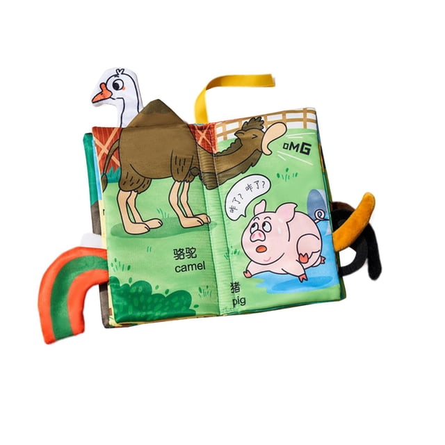 Libro de tela CUTICAT de educación temprana con cola juguete educativo Sensorial para bebés