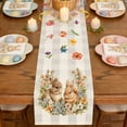 thumbnail image 4 of AZXY Easter Table Runner 13"x71" Table Runner with Watercolor Double Bunny Floral Wreath Plaid Design, Spring Easter Table Decorations for Home Kitchen Dining Coffee Table Easter Party Decor, 4 of 7