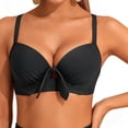 thumbnail image 4 of Bikini Top for Women Padded Tie Front Push Up Underwire Bathing Suit Top Ruched Padded Swimwear Top for Tropical Vacation Pool Party, 4 of 5