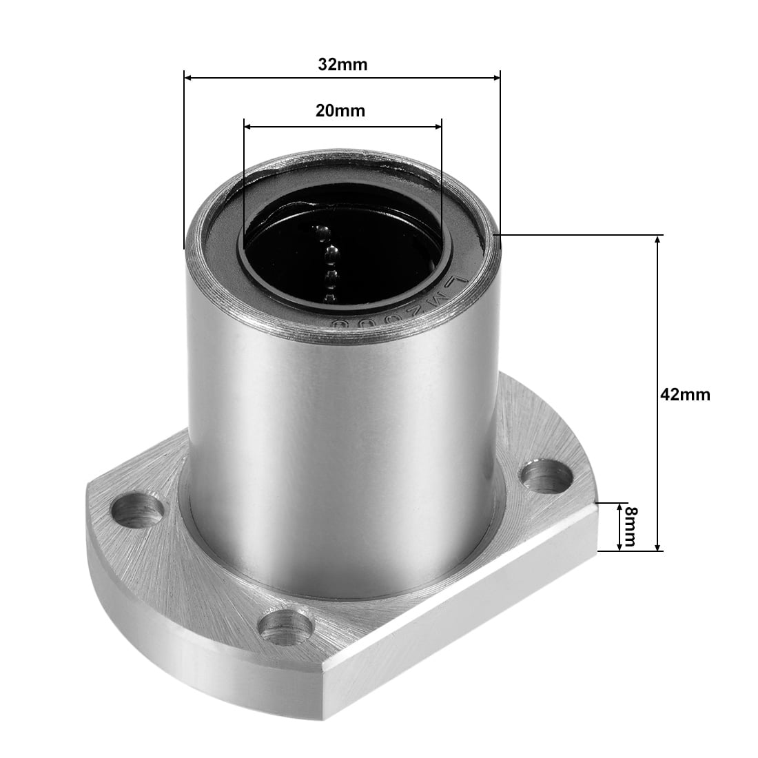 LMH20UU Two Side Cut Flange Linear Ball Bearings, 20mm x 32mm OD x 42mm 2Pcs