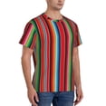 thumbnail image 2 of Bixox Men's Mexican Serape Blanket Stripes Printed Short Sleeve Skinny Athletic T-Shirt, 2 of 6