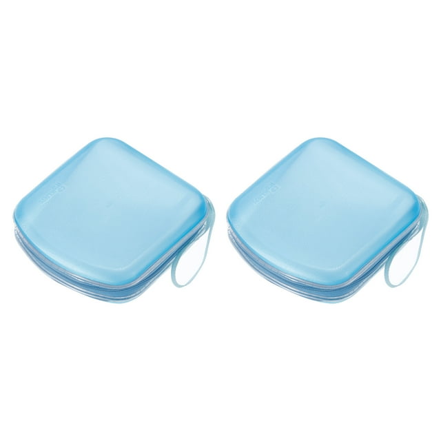 Unique Bargains CD Case Holders, 2 Pcs Plastic Total 80 Capacity Waterproof Tote Disk Record Storage Dividers Organizer, Blue
