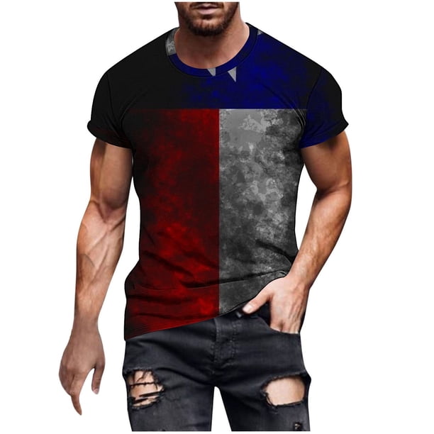 Blusa Del Día de la Independencia de los Hombres, Suéter de Impresión Casual Cuello Redondo para Uso Al Aire Libre Y Diario, Camiseta Patriótica de Moda