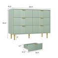 thumbnail image 4 of Commode Cannelée à 6 Tiroirs, Grand Commode Moderne en Bois avec Poignée en Métal, Commode pour Chambre, Salon, Couloir, Vert, 4 of 8
