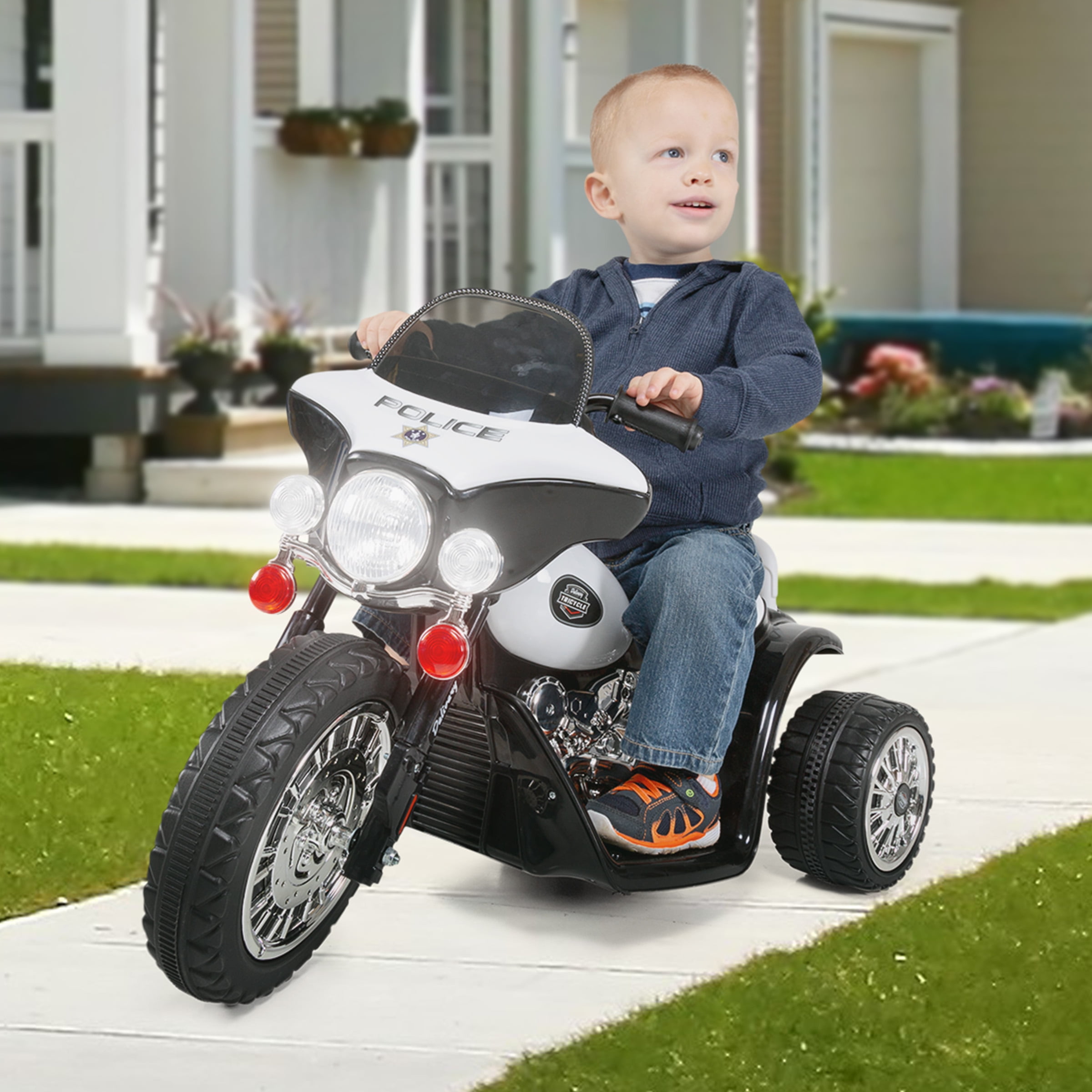 Lil' Rider 3-Wheel Kids Motorcycle with Police Decals - For Ages 3 to 6