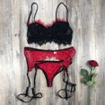 thumbnail image 2 of Gibobby Sujetador De Encaje Para Mujer Liguero con Medias y Tanga Lingerie Set de Dormir Mujer Lenceria Mujer Talla Grande Mujer Sexy Bralette y Tanga Pijamas en Pareja(Rojo, M), 2 of 5