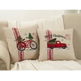 thumbnail image 3 of Holiday Classic Postage Stamp Merry Christmas Red Bicycle Filled Decorative Throw Pillow, 18"X18" Square, 3 of 3