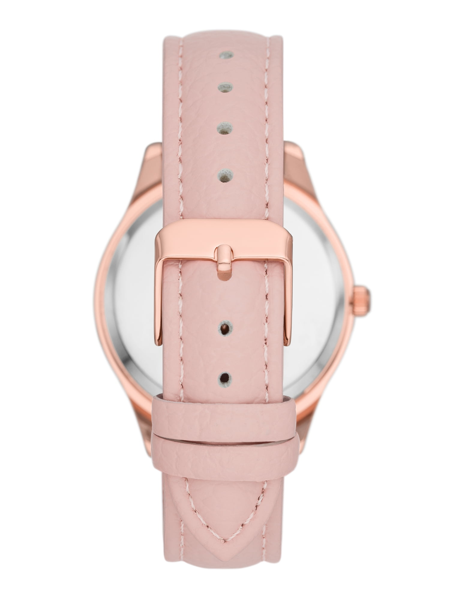 Folio Women's Gift Set; Rose Gold Watch with Blush Vegan Leather Strap, Layered Beaded Stretch Bracelets and Blush Card Case (FMDAL1166)