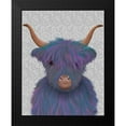 thumbnail image 2 of Fab Funky 12x14 Black Modern Framed Museum Art Print Titled - Highland Cow 7, Purple, Portrait, 2 of 5