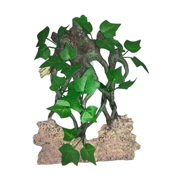 Decoración de ramas de árboles para trepar, decoración de ramas de reptiles, terrario, decoración de plantas, decoración de hábitat de terrario, Hiedra con roca