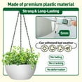 thumbnail image 4 of 2 Pack Hanging Planters for Indoor Outdoor Plants, 9 Inch Flower Pots with Drainage Holes and Chains, Plastic Hanging Baskets with S-Hooks and Ceiling Hooks for Home and Garden Decor（White）, 4 of 8