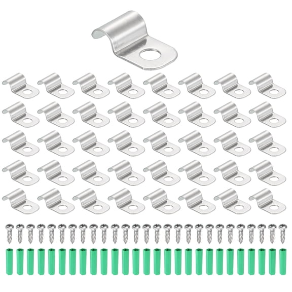 Uxcell 60Pack Stainless Steel Pipe Strap Fit for 3/16in(5mm) Cable U Shape Strap Clamp