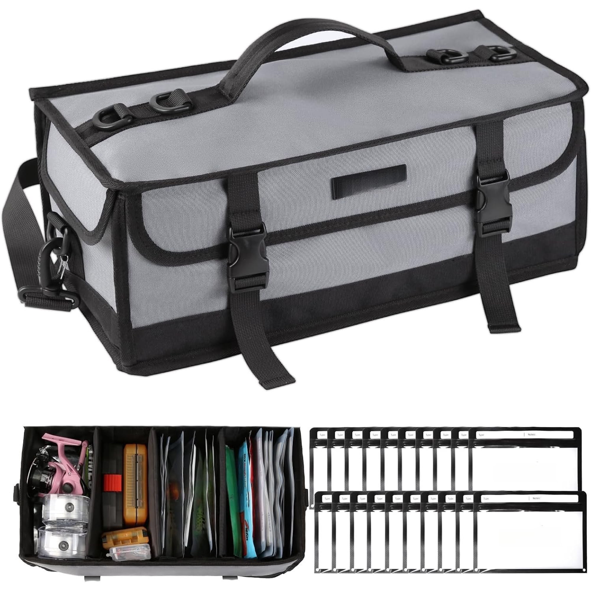 Soft Plastic Storage Tackle Bag with 20 Clear Pouches