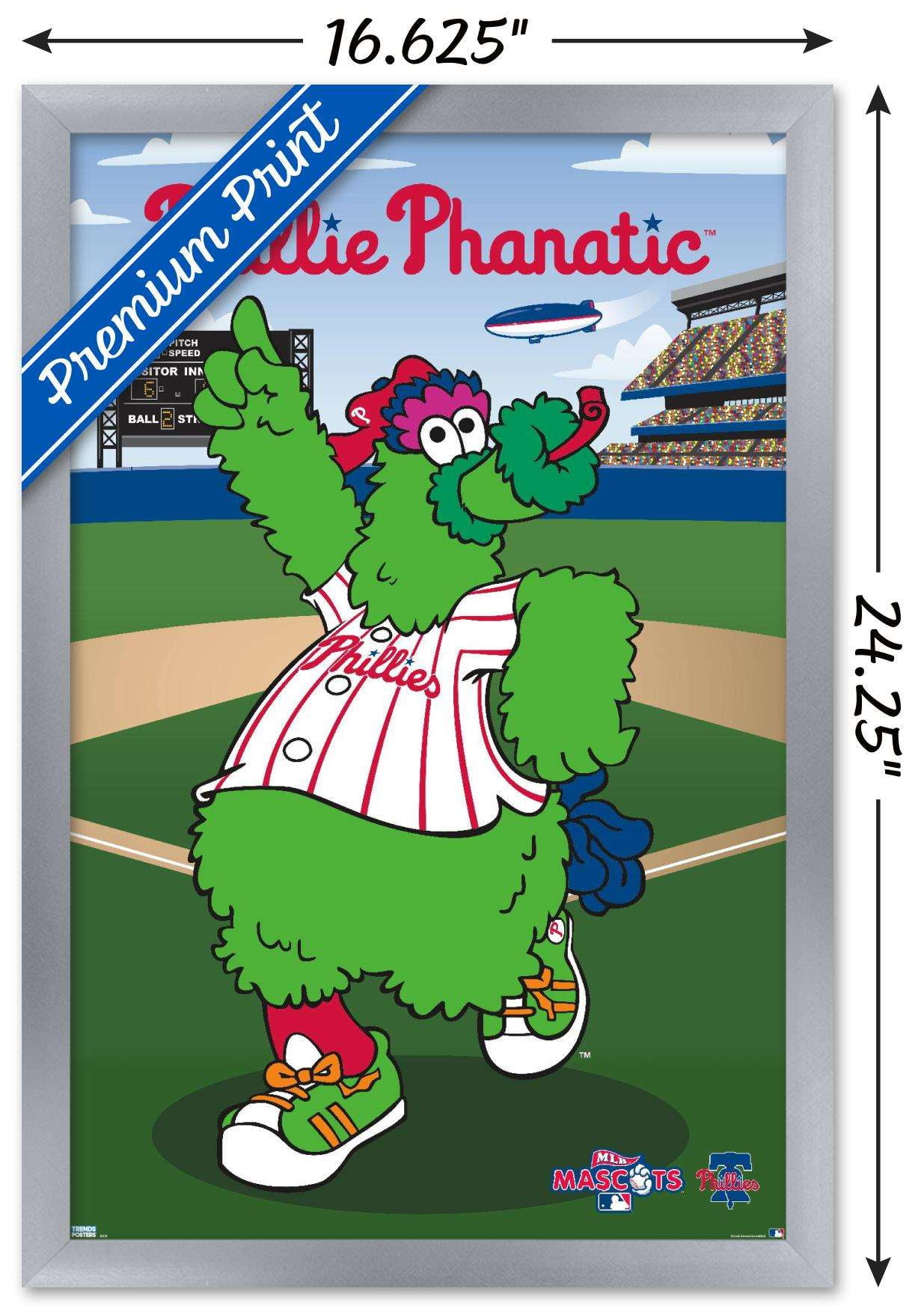 MLB Philadelphia Phillies - Phillie Phanatic Wall Poster, 14.725" x 22.375", Framed