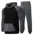 thumbnail image 6 of Havenre Tracksuit 2 Pieces Set for Men Casual Color Block Drawstring Long Sleeve Hooded Pullover Sweatshirt and Lightweight Jogger Pants Sweatsuit with Pockets Black S, 6 of 10