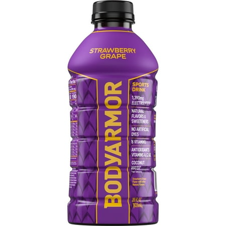 BODYARMOR Strawberry Grape Electrolyte Sports Drink Bottle, 28 fl oz