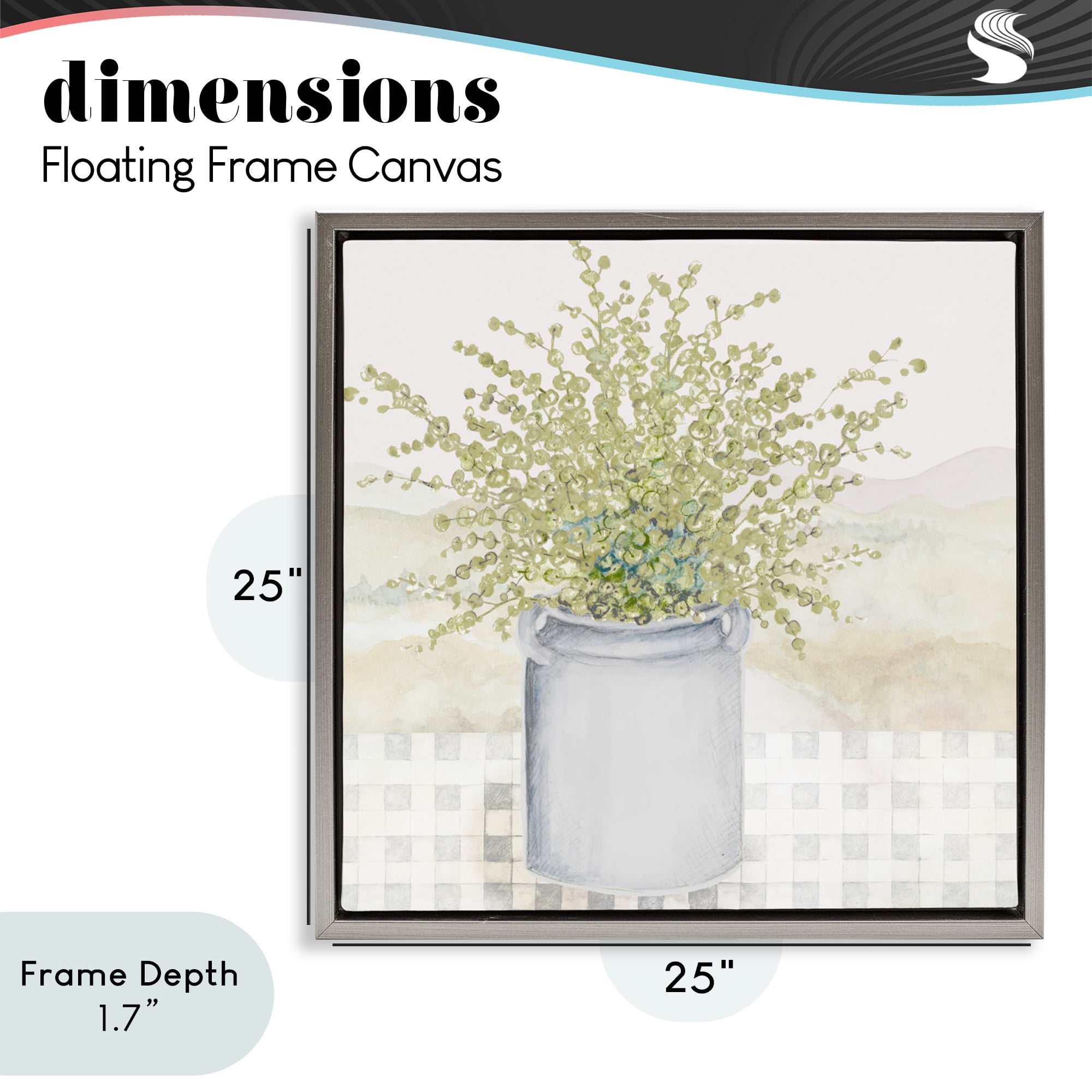 Stupell Industries Potted Farm Herbs Gray Framed Floater Canvas Wall Art, design by Janice Gaynor