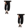 thumbnail image 3 of Qarigey Pantalones sueltos de cintura elástica de poliéster para mujer para salir al parque o fecha de fiesta bolsillos casuales pantalones Type10 NO10, 3 of 6