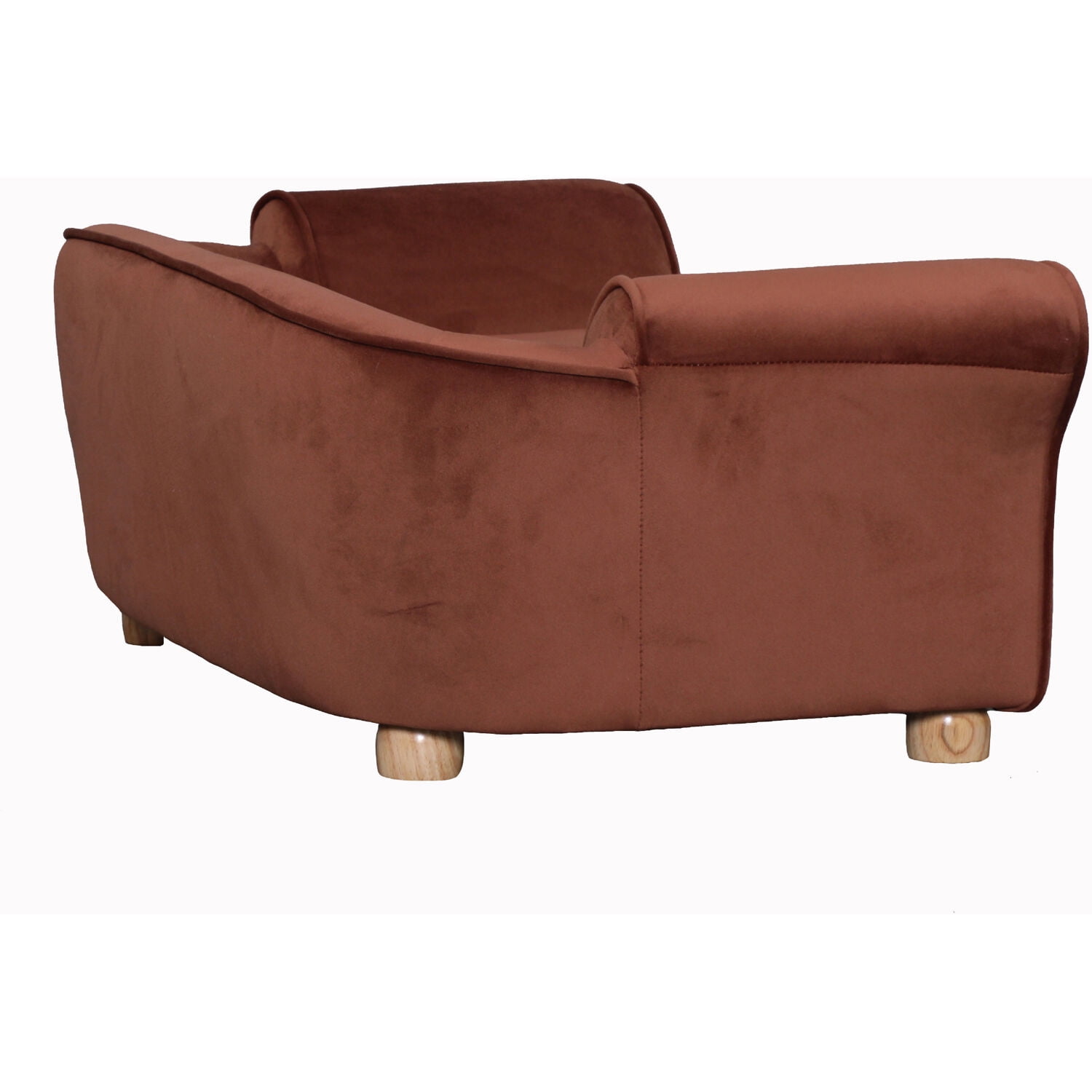 Critter Sitters 34-in. Faux Velvet Pet Bed Sofa for Medium-Sized Dogs and Cats in Brown