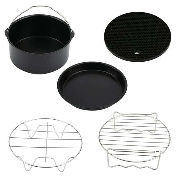 5Pcs Accessoires Pour Friteuse, Baril De Cuisson Pour Pizzas De 7 Pouces Avec Coussin Isolant Plateau À Pizza, Tapis À Vapeur, Ustensiles De Cuisine Pour Friteuse