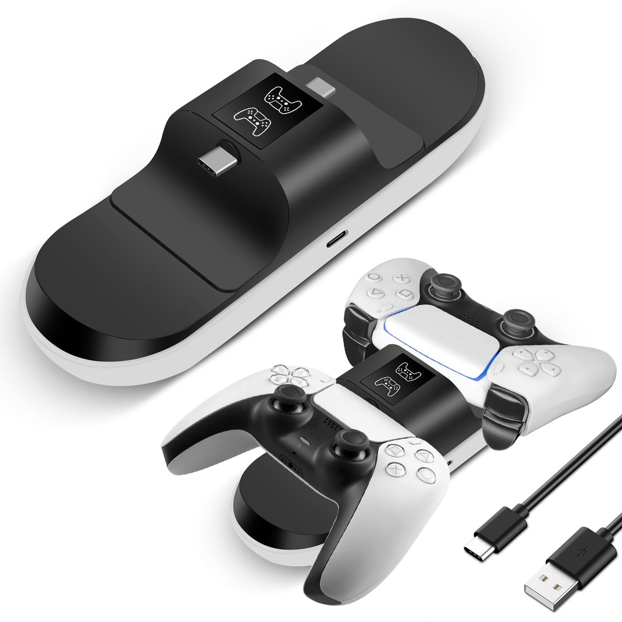 Estación de carga de controlador PS5 para Playstation 5 Dualsense  controlador con base de cargador de doble soporte, accesorios de cargador  de