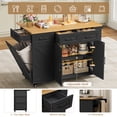 thumbnail image 4 of Homfa 41" Kitchen Island with Drop Leaf and Power Outlet, Rolling Kitchen Cart on Wheels with 3 Drawers, Spice Rack, Trash Bin Cabinet, Black, 4 of 10